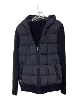 Men's James Perse Hooded Quilted Wool Cashmere Zip Up Jacket Goose Down